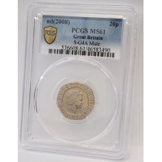 GREAT BRITAIN UK 2008 . TWENTY 20 PENCE COIN . ERROR . MULE . UNDATED